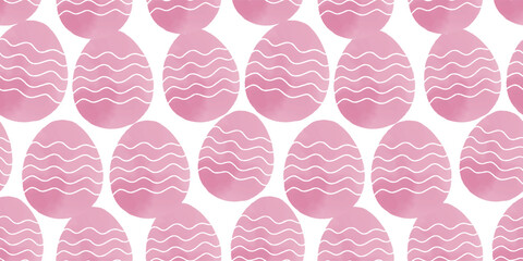 Cute illustration with colorful Easter eggs with watercolor texture, spring banner