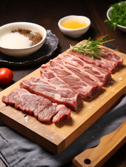 Fototapeta premium wagyu meat Japanese juicy cheese on the table сreated with Generative Ai