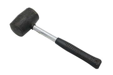 Detail of a rubber hammer or rubber mallet on a white background, it is designed to hit without...