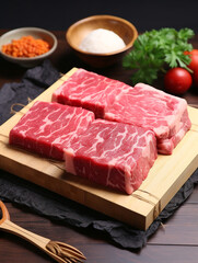 Fototapeta premium wagyu meat Japanese juicy cheese on the table сreated with Generative Ai