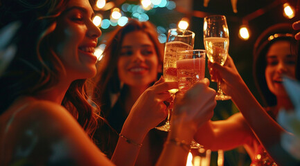 Female Friends Make Toast As They Celebrate At Party