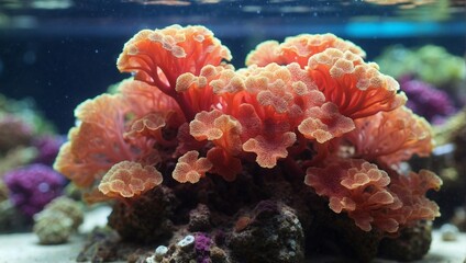 Beautiful euphyllia lps coral in coral reef aquarium tank.