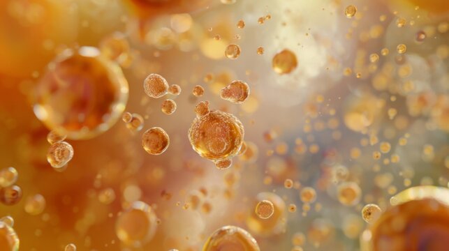 An abstract image of pollen grains floating in liquid creating a mesmerizing and ethereal composition.