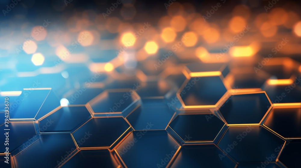 Aufkleber abstract background hexagon pattern with glowing lights