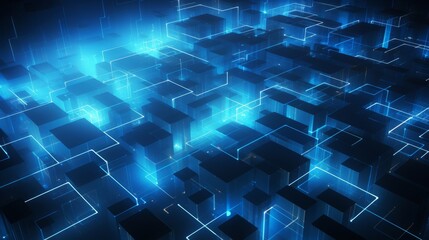 Fototapeta premium blue geometric shape abstract technology background