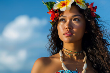 Pacific islands traditional summer clothing. - obrazy, fototapety, plakaty