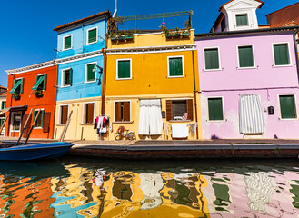 Colorful houses on the island of Burano in Venice, Italy