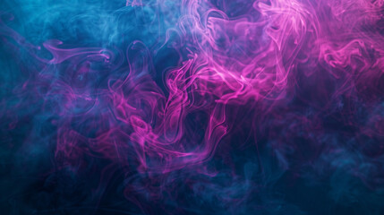 Ephemeral tendrils of magenta mist swirling in a mesmerizing ballet against a backdrop of deep cerulean hues.