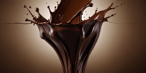 Chocolate splash on brown background - obrazy, fototapety, plakaty