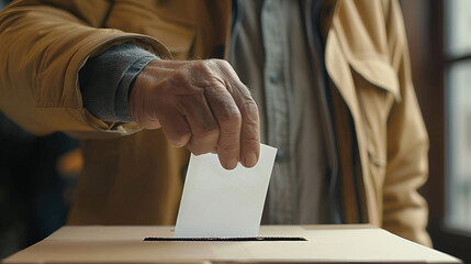 acercamiento de mano de persona emitiendo su voto para las elecciones de los gobernantes haciendo votaciones y decidiendo su voto libre y democratico ejerciendo la democracia