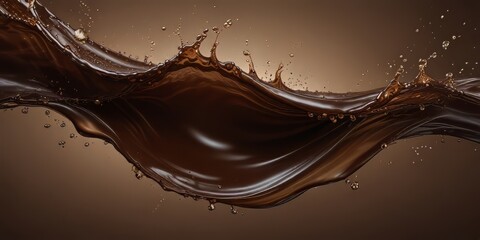 Chocolate splash on brown background - obrazy, fototapety, plakaty