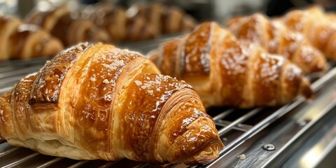 Artistically Styled Fresh Baked Croissants Generative AI