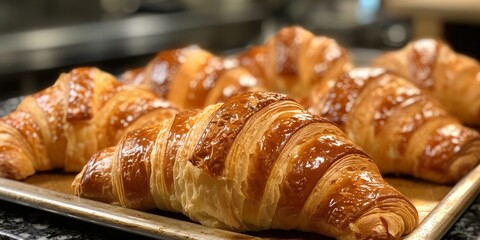 Freshly Baked Croissants in Natural Lighting Generative AI