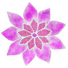 Różowo - purpurowy kwiat z półtonowym wypełnieniem. Plik wektorowy. Półton, halftone.