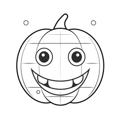 outline coloring page, on white background, jack-o-lantern, bold lines, black and white outline for coloring book page сreated with Generative Ai