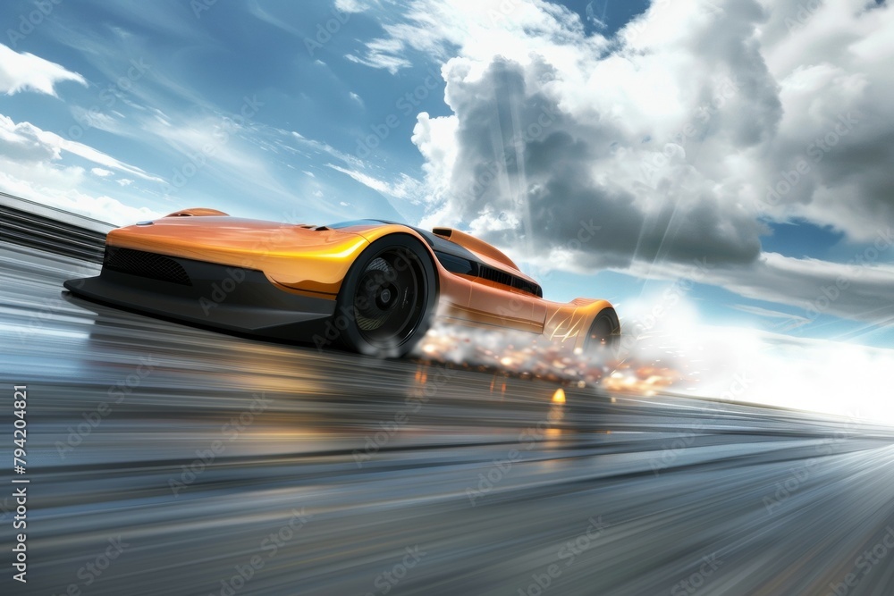 Aufkleber drifting and racing concept. background with selective focus and copy space