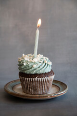 birthday cupcake with candle
