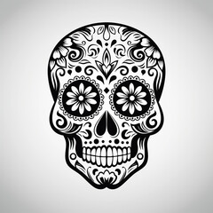 simple drawing sugar skull icon сreated with Generative Ai