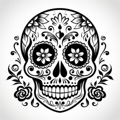 simple drawing sugar skull icon сreated with Generative Ai
