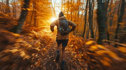Blurred Motion of a Trail Runner in the Forest Generative AI