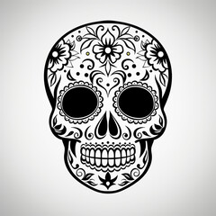 Obraz premium simple drawing sugar skull icon сreated with Generative Ai