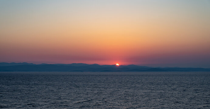 Adriatic Sea. Spectacular sunrise on the coasts of Croatia