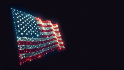American flag isolated Banner and Poster template with Technology Concept Network. Memorial Day.  4th of July national holiday. With Wmpty, Blank, Copy space 