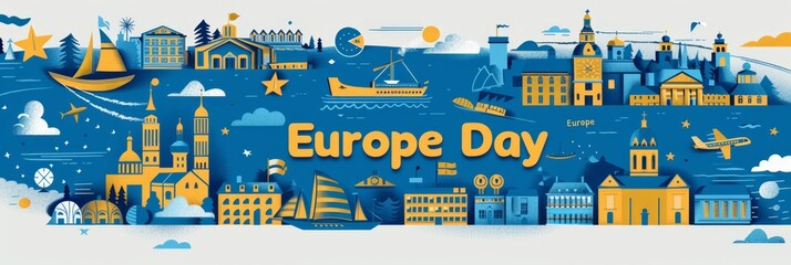 Fototapeta premium illustration with text to commemorate Europe Day