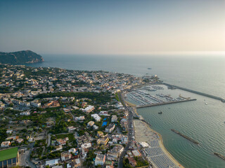 Fototapeta premium Aerial view of Forio in Ischia. island, sea and lots of sun in the province of Naples