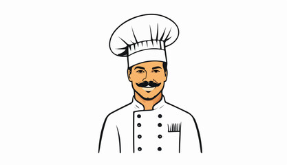 Professional Chef Man in Chef Hat and Apron
