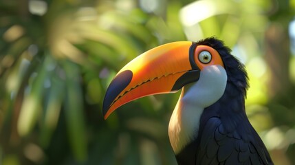 Naklejka premium Vivid close-up of a toucan in natural habitat
