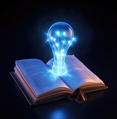Light bulb with open book. idea tip education, knowledge creates ideas