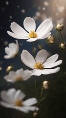 Cosmos flowers. Heavenly color, white space shimmers with silver. - 794214881