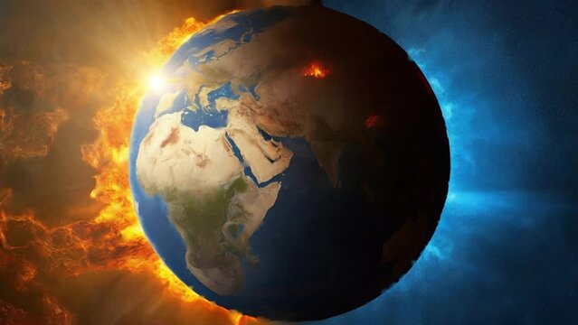 Sun heat causes burning earth