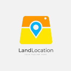 Land location logo design template - land and location icon