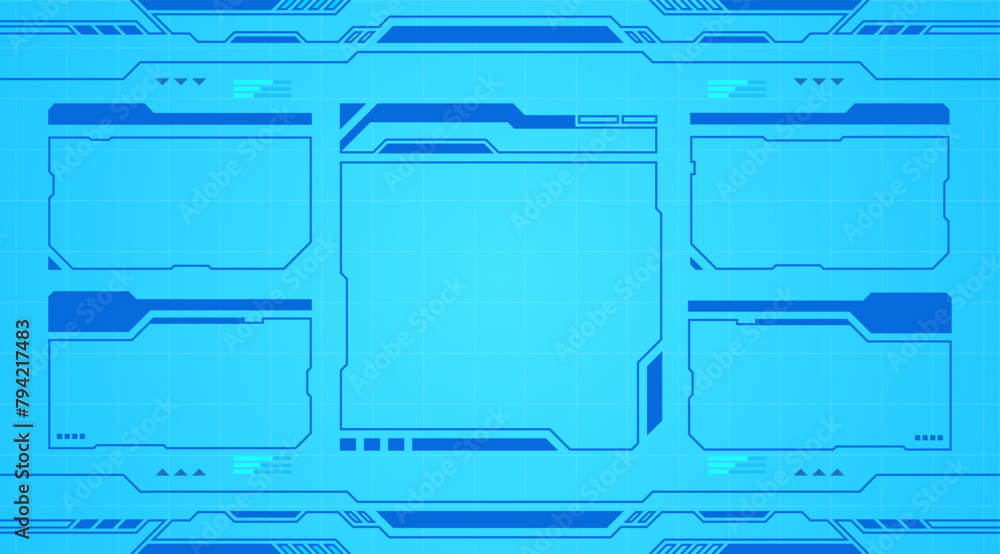 Poster control panel abstract technology futuristic interface hud on blue background vector design.