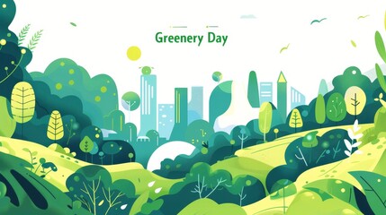 illustration with text to commemorate Greenery Day - obrazy, fototapety, plakaty