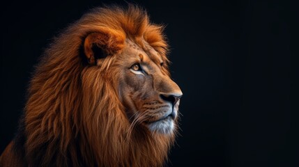 A photo portrait of a male lion.