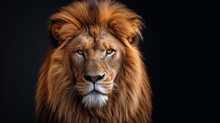 A photo portrait of a male lion.