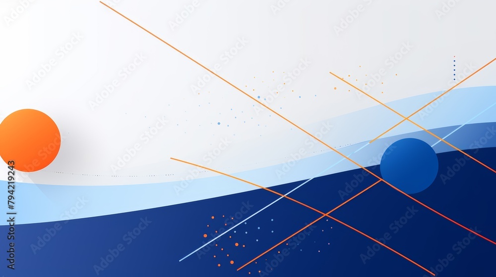 Poster minimal geometric dynamic blue shapes orange lines abstract background modern hipster futuristic