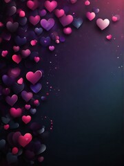 Abstract dark gradient background with colorful hearts - 794219602