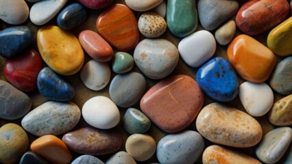 Background of colorful stones Colored of beach stones - 794222028