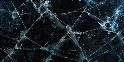 Shattered Beauty: A Close-Up Exploration of Cracked Glass - obrazy, fototapety, plakaty