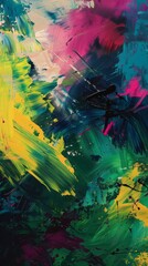 Vibrant abstract art with colorful strokes and dynamic expression