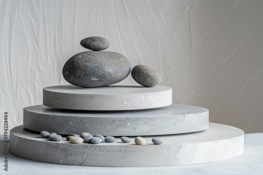 Poster A stack of rocks balanced on top of each other. Ideal for nature and zen concepts