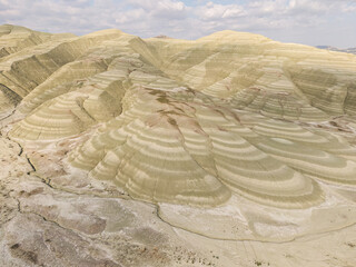 Colourful geological formations. Colourful Hills, Nallıhan Colourful Hills, Rainbow Hills, Maiden Hill. Ankara, Turkey.