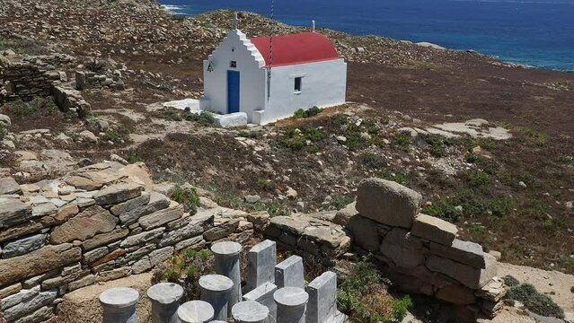 Chapel at Stadium Quarter, Delos Archaeological Site, UNESCO World Heritage Site, Delos Island, Cyclades, Greek Islands, Greece, Europe