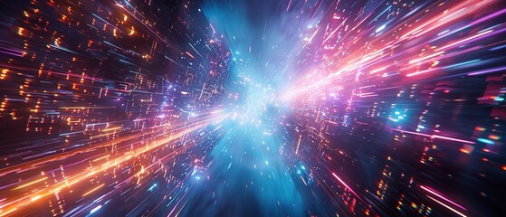 Fototapeta premium Envision a realm where neon lights shine brightly against the blackness of space, offering help and support to those who seek it, illuminating the path to safety and salvation 8K , high-resolution, ul