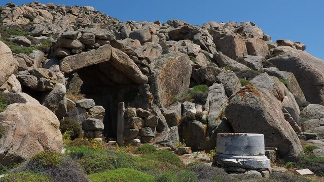 Grotto of Heracles, Mount Kynthos, Delos Archaeological Site, UNESCO World Heritage Site, Delos Island, Cyclades, Greek Islands, Greece, Europe