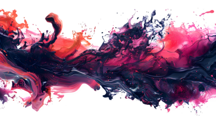 Black and red paint splashes isolated on a transparent background, PNG, Ai